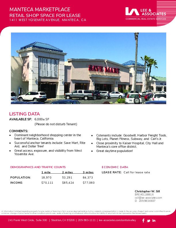 1497 West Yosemite Avenue, Manteca , CA  95336 , Manteca 